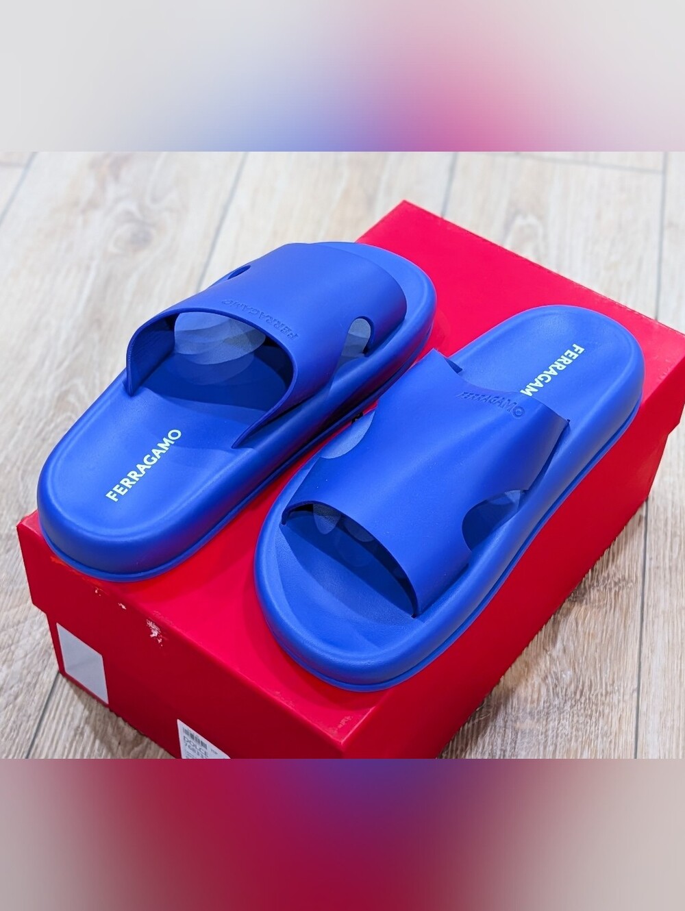 $830 Mens FERRAGAMO "Dolce" Open Toe Leather Sandals Lapis Blue US 9
